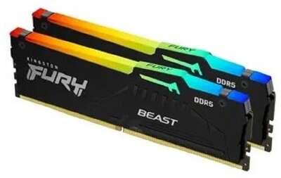 Kingston DDR5 DIMM 32GB DRAM (16GBx2) 5200MHz CL40 FURY Beast Black KF552C40BBAK2-32