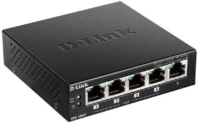 D-Link DES-1005P/B1A Неуправляемый коммутатор с 5 портами 10/100Base-TX, (4 порта PoE 802.3af/at, PoE-бюджет 60 Вт)