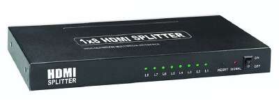 ORIENT HDMI 4K Splitter HSP0108H, 1->8, HDMI 1.4/3D, UHDTV 4K(3840x2160)/HDTV1080p/1080i/720p, HDCP1.2, внешний БП 5В/3A, метал.корпус (29987)