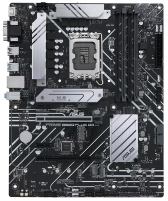 Материнская плата ASUS PRIME B660-PLUS D4, LGA1700, B660, 4*DDR4, 4*SATA, 3*M.2, 3*USB 3.2, 2*USB 2.0, Type-C, 2*PCIx16, 2*PCIx1, DP+D-Sub+HDMI, ATX; 90MB18X0-M1EAY0