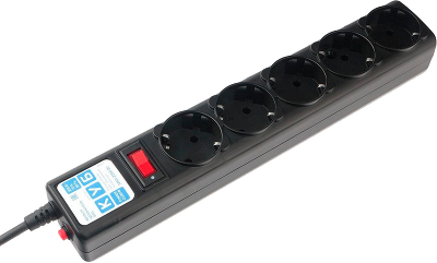 Фильтр-удлинитель Power Cube 0,5 м д/подкл. к UPS (C14), 5 розеток (черный) 10А/2,2кВт/ Surge protector Power Cube 0.5 m, 5 outlets (BLack) 10A / 2.2kVt, C14 input