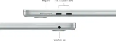 Ноутбук Apple MacBook Air A3241 M4 10 core 16Gb SSD256Gb/10 core GPU 15.3" Liquid Retina (2880x1864) macOS silver WiFi BT Cam (MW1G3LL/A)