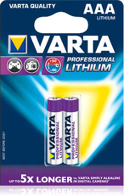 Комплект элементов питания AAA VARTA PROFESSIONAL LITHIUM (2 шт в блистере)