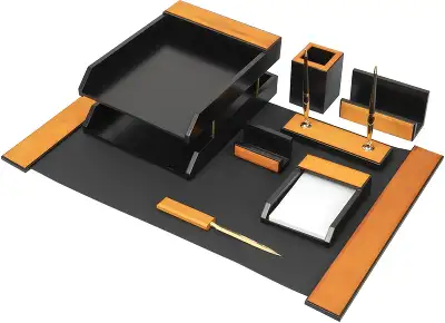 Настольный набор Good Sunrise H8G-1A (8 предметов) дерево/МДФ черный/оранжевый