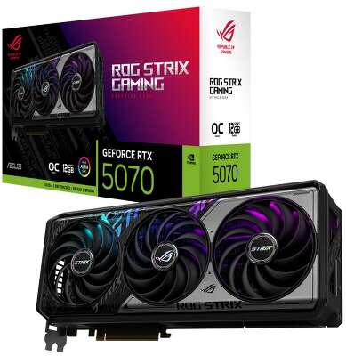 Видеокарта Asus PCI-E nVidia GeForce RTX 5070 12G ROG STRIX OC EDITION (12Gb/GDDR7/192 bit/DP, HDMI) RTL (ROG-STRIX-RTX5070-O12G-GAMING)