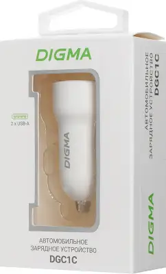 Автомобильное зар./устр. Digma DGC1С 12W 2.4A 2xUSB белый (DGC1C2LX22WH)