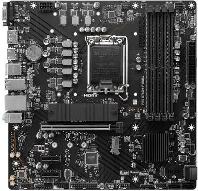 Материнская плата MSI PRO B760M-P DDR4 B760, LGA1700, 4*DDR4, 1*PCIEx16, 2*PCIEx1, 2*M.2, 1*TypeC, , 3*USB3.2Gen1, 8*USB2.0, 4*SATA3.0, 1G, VGA, DP, HDMI, M-ATX, RTL