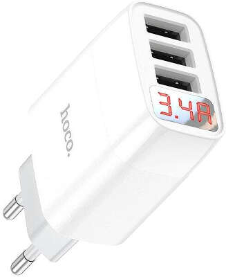 Зарядное устройство Hoco C93A, 3xUSB, 3.4А, белый