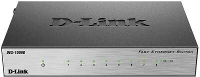 Коммутатор D-Link Неуправляемый коммутатор, 8x100Base-TX, корпус металл