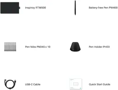 Графический планшет Huion Inspiroy RTM-500 USB Type-C черный