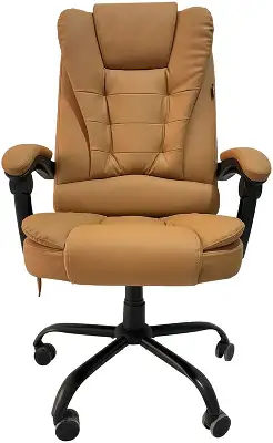 Кресло Cactus CS-CHR-OC05M-BR с вибромассажем бежевый экокожа с подголов. крестов. пластик черный