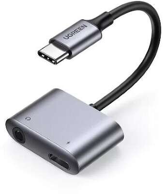 Адаптер UGREEN CM231 (60164) USB-C to 3.5mm Audio Adapter with PD. Цвет: серый