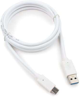Кабель USB Cablexpert, USB3.0 AM/USB3.1 Type-C, 1.8м, поддержка QC, пакет, белый