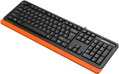 Клавиатура A4Tech FKS10 черный/оранжевый USB (подставка для запястий) (FKS10 ORANGE) кабель 1.5м