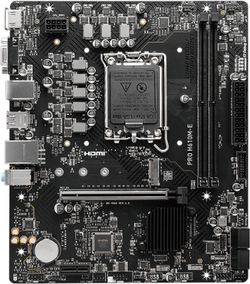 Материнская плата MSI PRO H610M-E DDR5 s1700,2DDR5,1PCI-Ex16,1PCI-Ex1,1M.2,4SATA3.0,4USB3.2Gen1, mATX,RTL