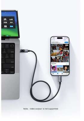 Кабель UGREEN L509 (35513) UNO Type C 2.0 Male To Type C 2.0 Male 5A Data Cable. Длина: 3м. черный/серый