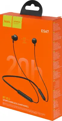 Гарнитура внутриканальные Hoco ES67 черный беспроводные bluetooth шейный обод