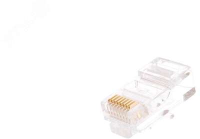 Коннектор NETLAN RJ45/8P8C под витую пару, Кат.5e (Класс D), 100МГц, покрытие 3мкд, универсальные ножи, для проводников 0,40-0,45мм, неэкранированный, уп-ка 100шт.
