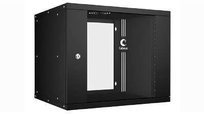 Cabeus WSC-05D-9U55/45-BK Шкаф телекоммуникационный настенный 19" 9U, серия LIGHT разборный, дверь стекло, цвет черный