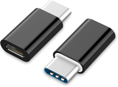 Адаптер USB2.0 Cablexpert A-USB2-CMmF-01, Type-C(M)/MicroUSB(F), Pro, черн, пакет