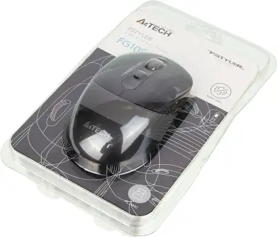 Мышь A4Tech Fstyler FG10S черный/серый оптическая 2000dpi silent беспров. USB для ноутбука 4but (FG10S GREY)