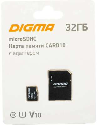 Micro SecureDigital 32GB Digma CARD10 V10 + adapter (DGFCA032A01)(1845091)