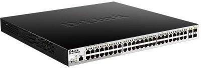 Коммутатор D-Link PROJ Управляемый L2 PoE-коммутатор, 48x1000Base-T PoE, 4x1000Base-X SFP, PoE-бюджет 370 Вт, защита от статического электричества до 6 кВ, CLI, консольный порт RJ-45, поддержка Dying Gasp