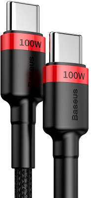 Кабель Baseus Cafule PD2.0 100W USB-C to USB-C, 2 м, Black/Red [CATKLF-AL91]