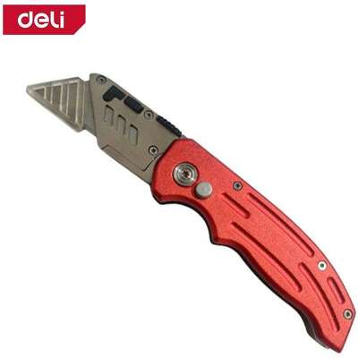 Строительный складной нож с Т-образным лезвием DL040 в комплекте 4 лезвия, сталь SK5, корпус из нержавеющей стали