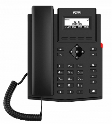 телефон Fanvil X301P, 2 SIP-акк., 2,3", 132x64 Ч/Б экран, POE, БП в комп., 2x100 Mbps