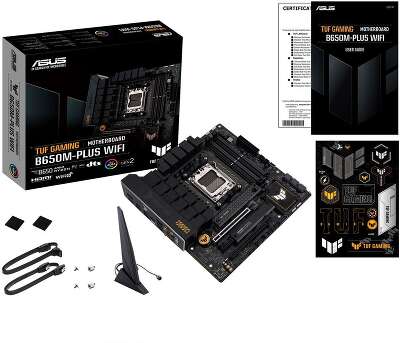 Материнская плата ASUS TUF GAMING B650M-PLUS WIFI AM5 mATX 4xDDR5 2xPCIEx16 PCIEx1 2xM.2 USB-C DP HDMI 2.5GLAN Wi-Fi 6 (90MB1BF0-M0EAY0) (912118)
