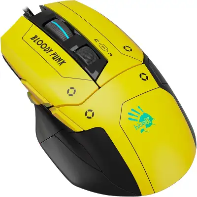 Мышь A4Tech Bloody W70 Max Punk желтый/черный оптическая 10000dpi USB 11but