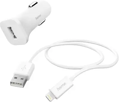 Автомобильное зар./устр. Hama H-183291 5W 1A для Apple белый (00183291)
