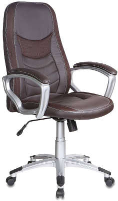 Кресло руководителя Бюрократ T-9910/BROWN коричневый искусственная кожа (пластик серебро)