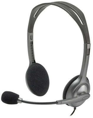 Гарнитура проводная LOGITECH Stereo Headset H111 gray (1х mini Jack 3.5mm, кабель 1, 8м) (981-000593)