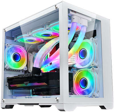 Корпус 1STPLAYER MEGAVIEW MV6, белый, mATX, Без БП (MV6-WH)