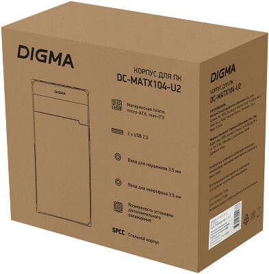 Корпус Digma DC-MATX104-U2, черный, mATX, Без БП (DC-MATX104-U2)
