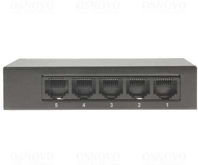 Коммутатор неуправляемый/ OSNOVO Неуправляемый коммутатор Gigabit Ethernet на 5 портов. Порты: 5 x GE (10/100/1000Base-T). Auto MDI/MDIX Встроенная грозозащита 2кВ. В комплекте БП DC12V(1A). Размеры (ШхВхГ): 100 x 23 x 65мм. Рабочая температура: 0...+40 г