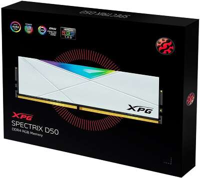 Модуль памяти ADATA XPG SPECTRIX D50 RGB White Gaming Memory AX4U320016G16A-DW50 32GB DDR4 3200 DIMM Non-ECC, CL16, 1.35V, Heat Shield, Kit (2x16GB), RTL, (931252)