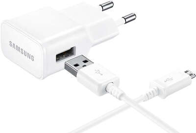 Зарядное устройство Samsung EP-TA20 с кабелем microUSB, 2A, белое