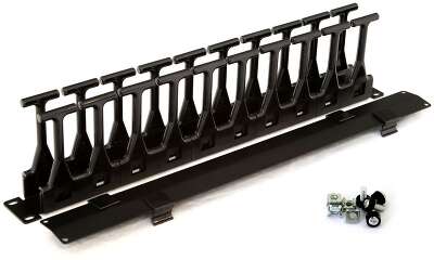 Органайзер Hyperline CMF-1U-FPL106-MCOV-RAL9005 Кабельный организатор с крышкой, глубина 106 мм, 19