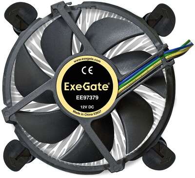 Вентилятор Exegate Кулер ExeGate EE97379 (Al, LGA775/1150/1151/1155/1156/1200, TDP 65W, Fan 92mm, 2400RPM, Hydro bearing, 4pin, 23db, 175г, на защелках, с термопастой, Retail box) (116481)