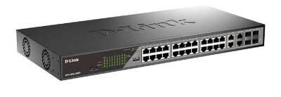 D-Link DSS-200G-28MP/A1A Настраиваемый L2 коммутатор с 24 портами 10/100/1000Base-T и 4 комбо-портами 100/1000Base-T/SFP (24 порта PoE 802.3af/at, PoE-бюджет 370 Вт, дальность до 250 м)