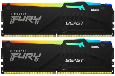 Память Kingston FURY Beast Black RGB DDR5 DIMM 16Gb (2x8Gb) PC48000 6000Mhz CL30 1.4V (Kit of 2) (KF560C30BBEAK2-16)