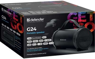 Колонка портативная DEFENDER G24 (10Вт, BT, FM, TF, питание от USB, AUX, 1500мАч) (65124)