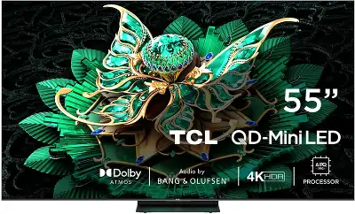 Телевизор LED TCL 55" 55C7K QD-Mini LED Frameless черный 4K Ultra HD 144Hz MEMC DVB-T DVB-T2 DVB-C DVB-S DVB-S2 USB WiFi Smart TV