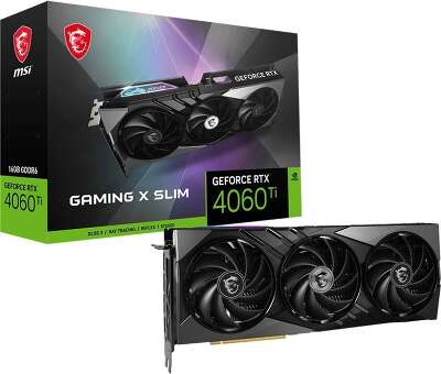 Видеокарта MSI NVIDIA nVidia GeForce RTX 4060Ti GAMING X SLIM 16G 8Gb DDR6 PCI-E HDMI, 3DP