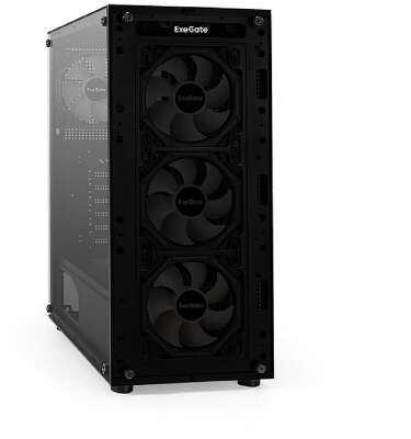 Exegate EX294967RUS Корпус Miditower ExeGate i3 BASE (ATX, без БП, с окном, 1*USB+1*USB3.0, аудио, 4 вент. 12см с RGB подсветкой)