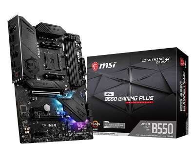 Материнская плата MSI MPG B550 GAMING PLUS B550, AM4, 4*DDR4, 2*PCIEx16, 2*PCIEx1, 2*M.2, 2*TypeC, 1*USB3.2Gen2, 4*USB3.2Gen1, 8*USB2.0, 6*SATA3.0, 1G, DP, HDMI, ATX, RTL