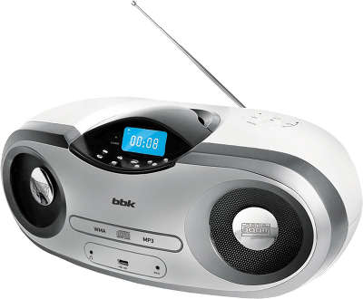 Аудиомагнитола BBK BX517U белый/серебристый 6Вт/CD/MP3/FM(dig)/USB